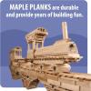 MindWare Maple 800 Plank Wooden Building Blocks Set – Free-Form 3D Structure Building Set for Kids Includes 800 Maple Planks, 16 KEVA Balls, 2 Canvas Storage Bags and Guide Book
