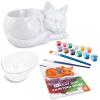 MindWare Paint Your Own Cat Dish – Porcelain Painting Figures for Kids, Teens & Adults Ages 8 & Up – Includes 12 Paints and 2 Brushes