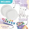 MindWare Paint Your Own Porcelain Plates – Kit Includes 2 Porcelain Plates, 12 Paints, 2 Paint Brushes, and 2 Stands
