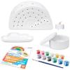 MindWare Paint Your Own Porcelain Rainbow Set, Paintable Ceramic Tea Light Jewelry Dish Trinket Tray Craft Kit with Paints Brushes, Bake and Display Art Project, Kids Age 8+