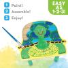 MindWare Paint Your Own Turtle Wooden Stool, DIY Art Furniture Craft Kit with Paint Brushes and Easy Assembly Parts, Paintable Kids Stool for Creative Playroom Decor, Kids Age 5+