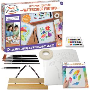 MindWare Creative Watercolor for Two Paint Set, Guided Video Art Kit with Brushes, Paints and Paper for Shared Painting, Creative Art Activity for Kids Ages 8 and Up, Art Gift for Kids