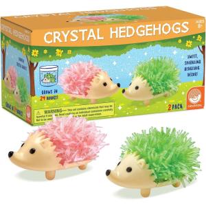 MindWare Crystal Growing Kits: Hedgehogs Bright Colors Set of 2 – Cute DIY Crystal Growing Kits for Kids & Teens – Funky mini Science Experiment in an 9pc kit – Crystals Grow in 24 Hours