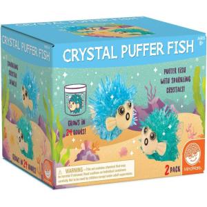 MindWare Crystal Growing Kits: Puffer Fish Set of 2 – Cute DIY Crystal Growing Kits for Kids & Teens – Funky mini Science Experiment in an 8pc kit – Crystals Grow in 24 Hours