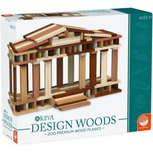 MindWare KEVA Design Woods — Free-Form 3D Builder Kit for Kids, Teens & Adults — Create Your own Architecture Designs with Simple Wood Building Blocks