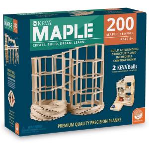MindWare KEVA Maple 200 Plank Wooden Building Blocks Set – Free-Form 3D Structure Building Set for Kids