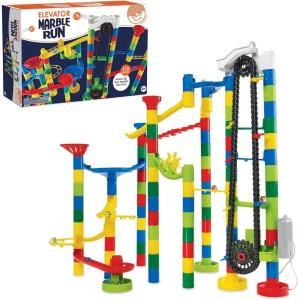 MindWare Marble Run 110 Piece Building Set with 82 Track Pieces, 15 Marbles and Motorized Elevator(Motorized Elevator)