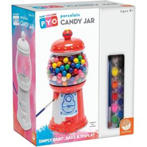 MindWare Paint Your Own Gumball and Candy Jar Kit for Kids – Includes 12 Paints & 2 Brushes – for Ages 8+