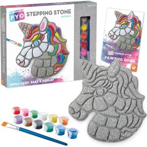 MindWare Paint Your Own Stepping Stone Unicorn – Kit Includes Weather Proof Stone, Paint and Brushes