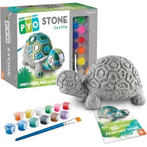 MindWare Paint Your Own Stone Bunny Rabbit – Mosaic Stepping Stone Craft Kit for Kids Includes Paint and Brush, Made of Weather Resistant Cement(Box Turtle)