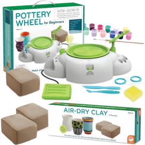 MindWare Pottery Wheel & 7.5 Pounds Air-Dry Clay Pottery Kit – Pottery Wheel for Kids and Beginners – Includes Pottery Wheel & Accessories – Ages 7 and Up