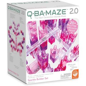MindWare Q-BA-Maze: Sparkle Builder Set – Glitter & Pink Free-Form Marble-Run Mazes for Boys & Girls – Exciting Building Toys That Kids, Teens & Adults can Enjoy Together