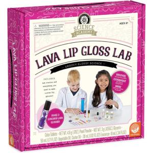 MindWare Science Academy Lava Lip Gloss Lab – 33 Piece Lip Gloss Making Kit – Make 3 DIY Lip Glosses