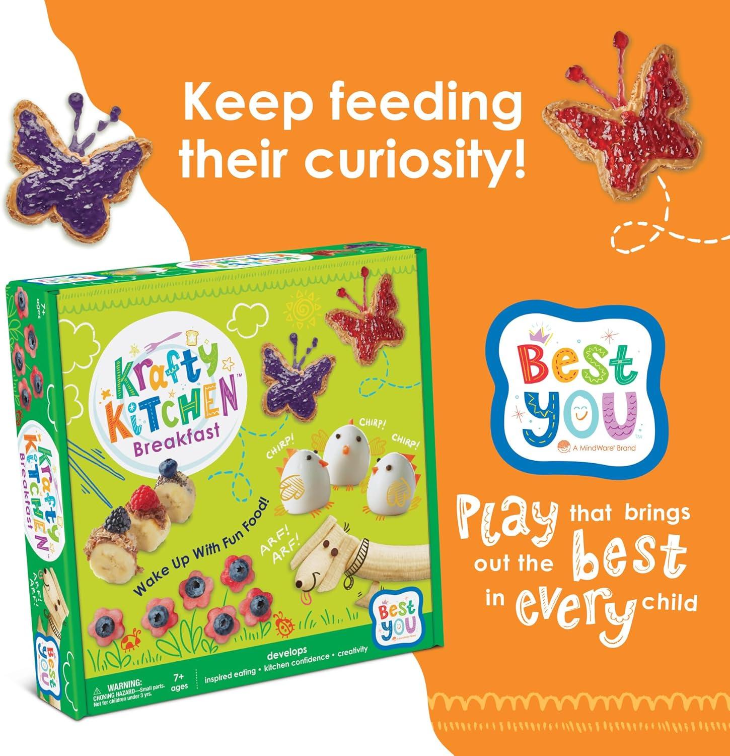 imageMindWare Best You Krafty Kitchen Snacks Kit Kids Cooking and Snack Prep Set with Games and Recipes Hands On Food Exploration Activity for Kids Ages 5 and Up Healthy Eating Play Kit