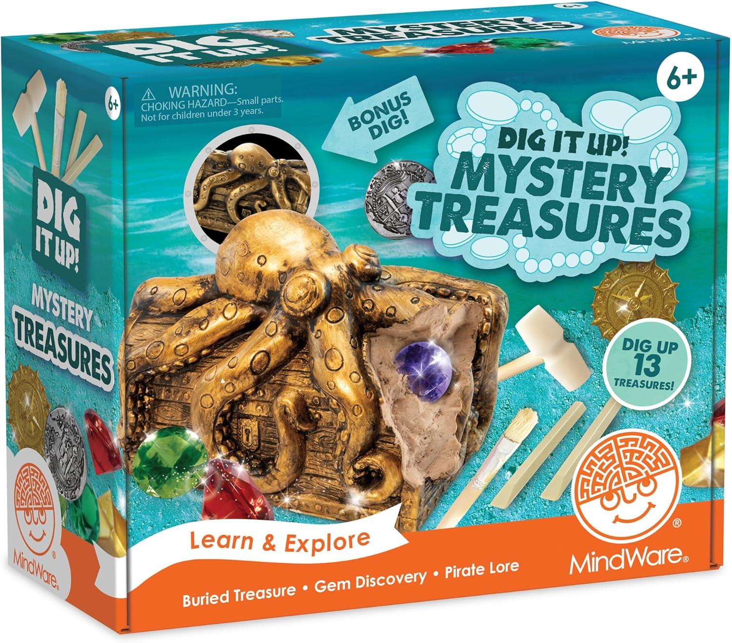 imageMindWare Dig It Up Discoveries Pirate Mystery Treasure Chest Giant Discovery Project for Kids Dig Up 13 Treasures Includes a Bonus Dig 2 Chisels and 1 Poster Filled with Pirate Facts and Lore