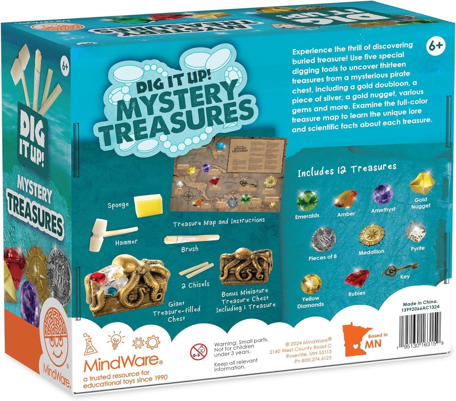 imageMindWare Dig It Up Discoveries Pirate Mystery Treasure Chest Giant Discovery Project for Kids Dig Up 13 Treasures Includes a Bonus Dig 2 Chisels and 1 Poster Filled with Pirate Facts and Lore