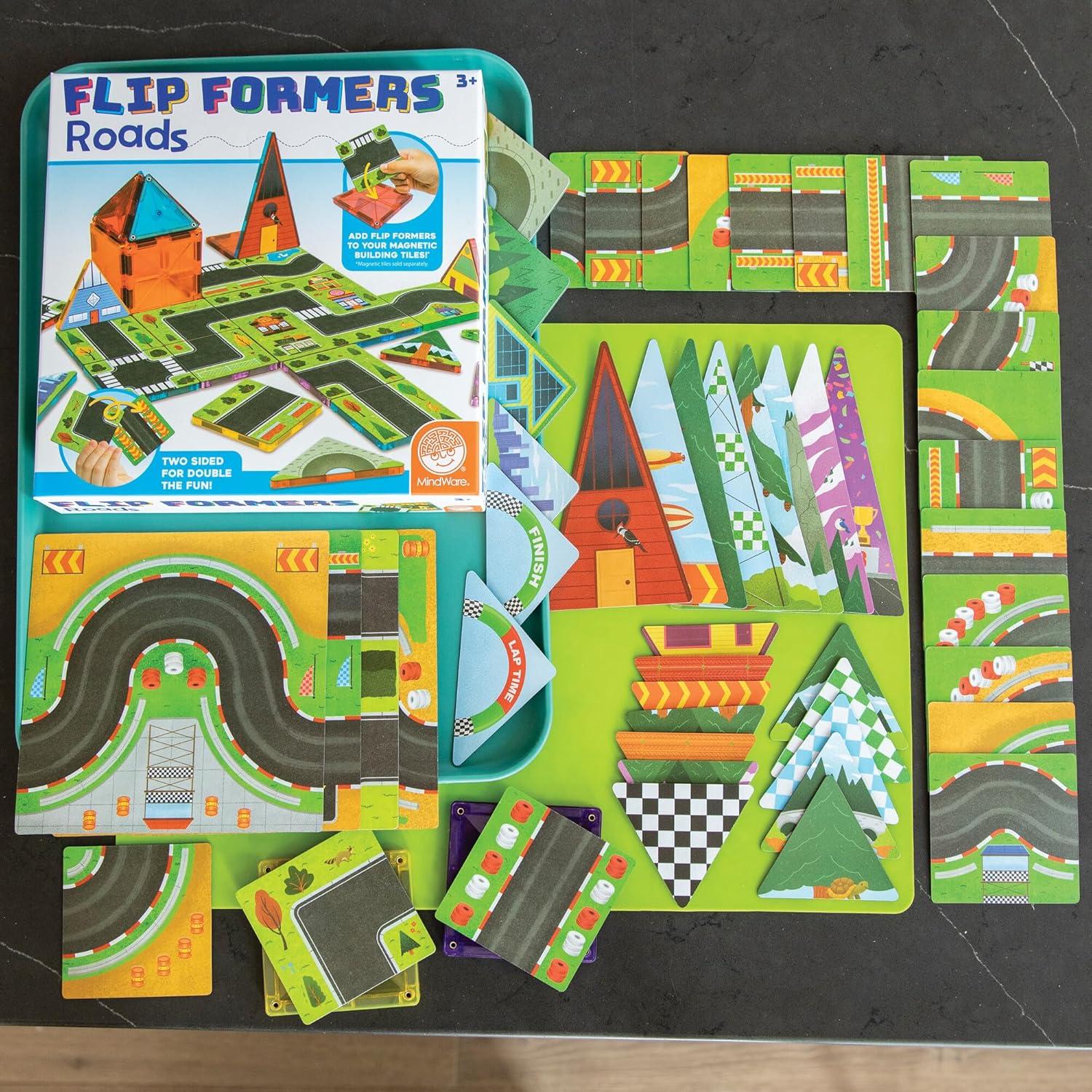imageMindWare Flip Formers Roads Transform Your Existing Magnetic Building Tiles with These Foil Tile Toppers