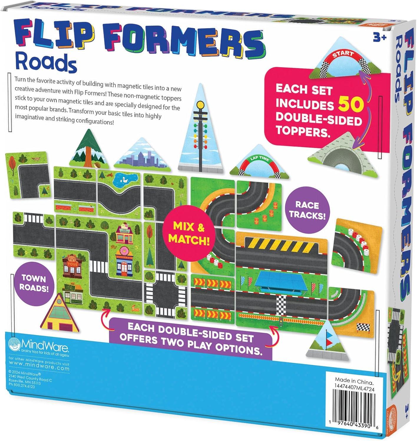 imageMindWare Flip Formers Roads Transform Your Existing Magnetic Building Tiles with These Foil Tile Toppers