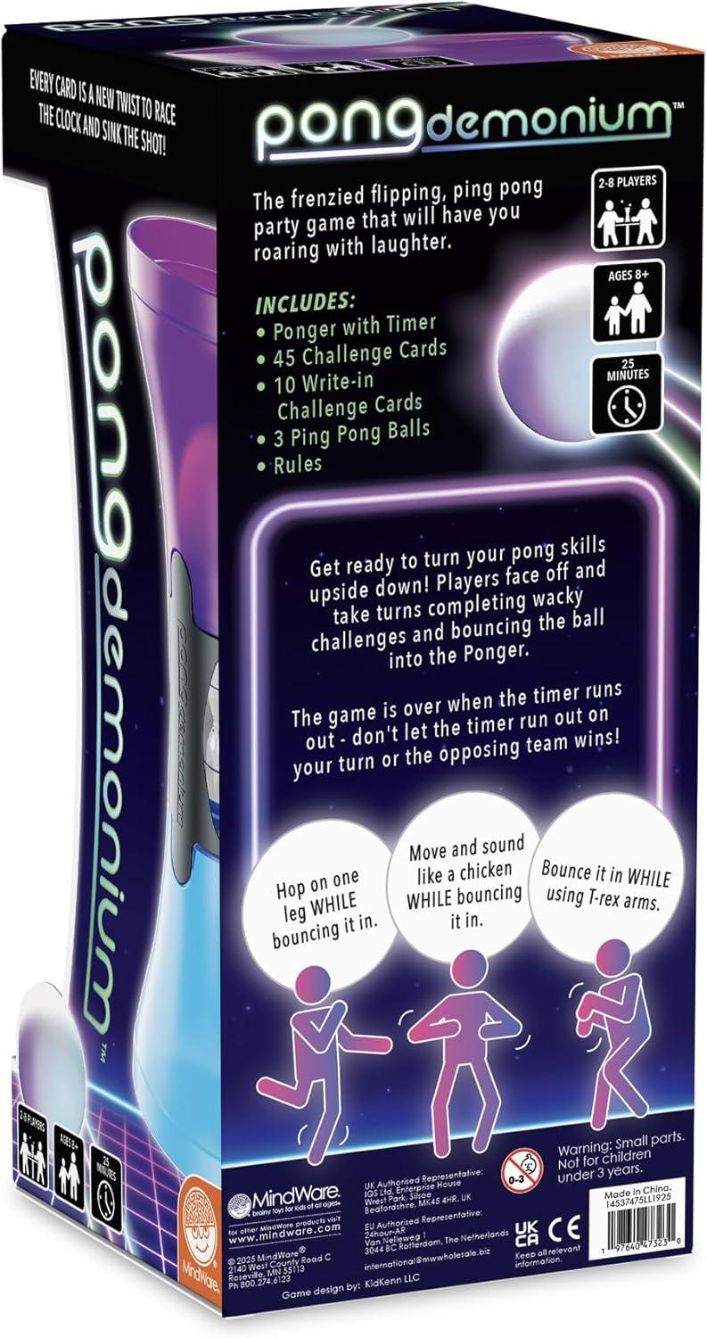 imageMindWare Pongdemonium Party Game FastPaced Action Challenge with Timer Bouncing Ball ampamp 55 Cards Hilarious Hot PotatoStyle Game for Ages 6 2 Players