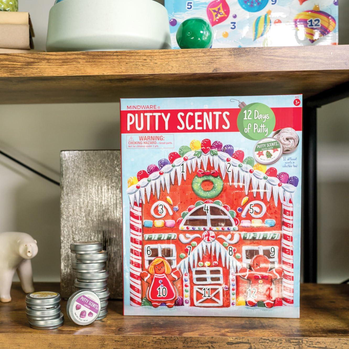 imageMindWare Putty Scents Countdown Calendar 12 Days of Scented Putty with 12 Resealable Tins Sensory Fidget Activity for Kids Ages 6 Holiday Advent Gift for Kids