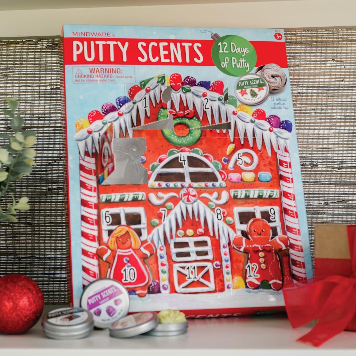 imageMindWare Putty Scents Countdown Calendar 12 Days of Scented Putty with 12 Resealable Tins Sensory Fidget Activity for Kids Ages 6 Holiday Advent Gift for Kids