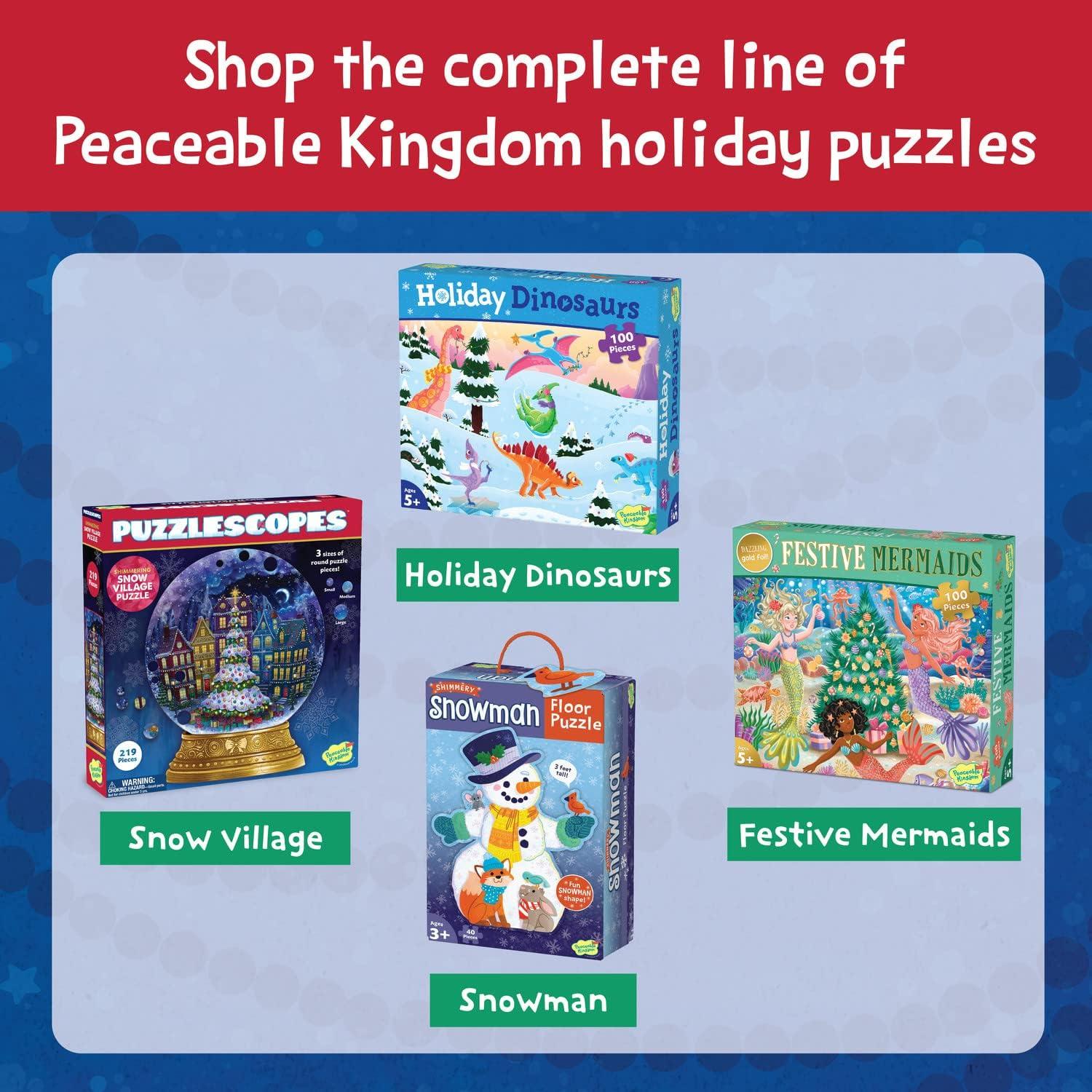 imagePeaceable Kingdom Shimmery Christmas Tree Floor Puzzle Giant Floor Puzzle for Kids Ages 3 ampamp up FunShaped Puzzle Pieces Great for Classrooms