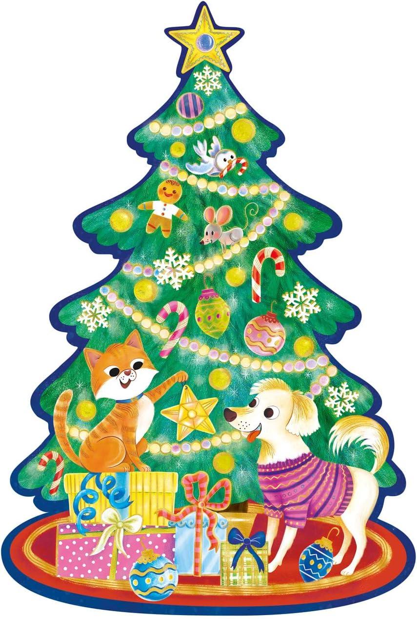 imagePeaceable Kingdom Shimmery Christmas Tree Floor Puzzle Giant Floor Puzzle for Kids Ages 3 ampamp up FunShaped Puzzle Pieces Great for Classrooms