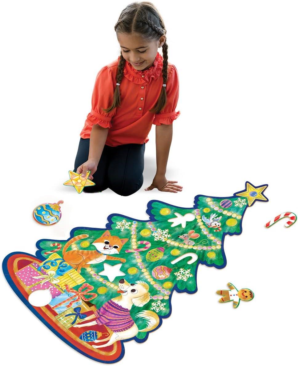 imagePeaceable Kingdom Shimmery Christmas Tree Floor Puzzle Giant Floor Puzzle for Kids Ages 3 ampamp up FunShaped Puzzle Pieces Great for Classrooms