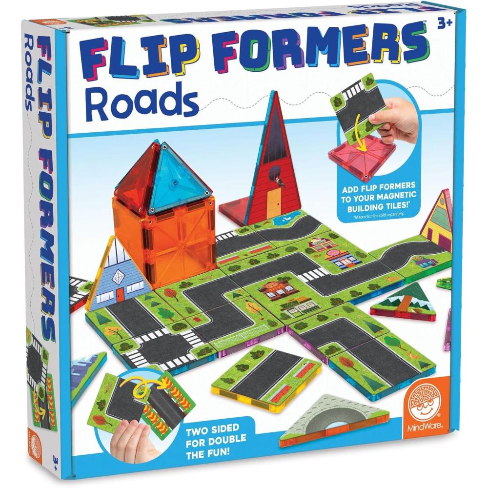 imageMindWare Flip Formers Roads Transform Your Existing Magnetic Building Tiles with These Foil Tile Toppers