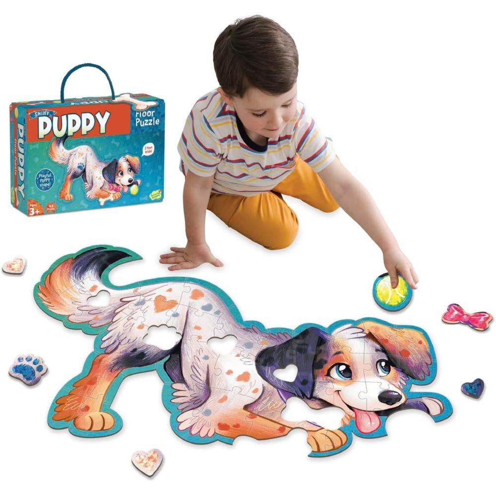 imagePeaceable Kingdom Giant Floor Puzzles with Uniquely Fun Shaped Pieces for Kids Ages 3 Gifts for Boys and Girls RacecarPuppy