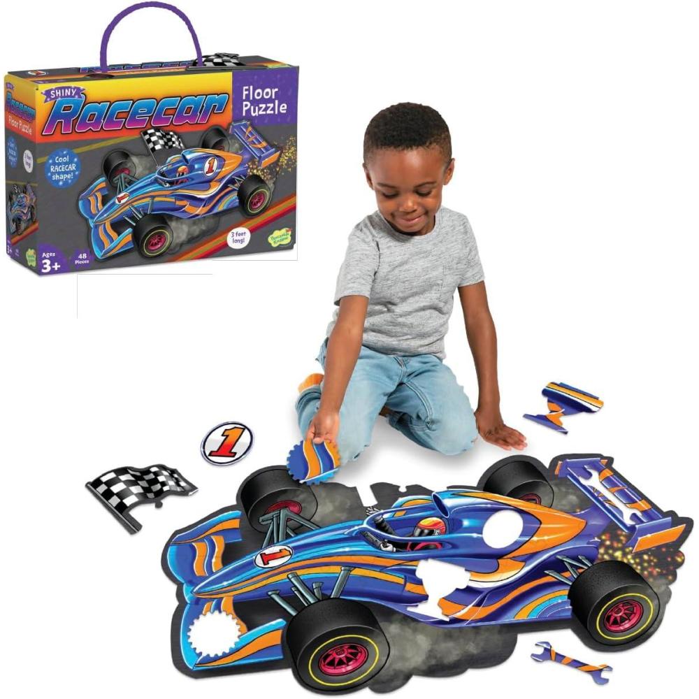 imagePeaceable Kingdom Giant Floor Puzzles with Uniquely Fun Shaped Pieces for Kids Ages 3 Gifts for Boys and Girls RacecarRacecar