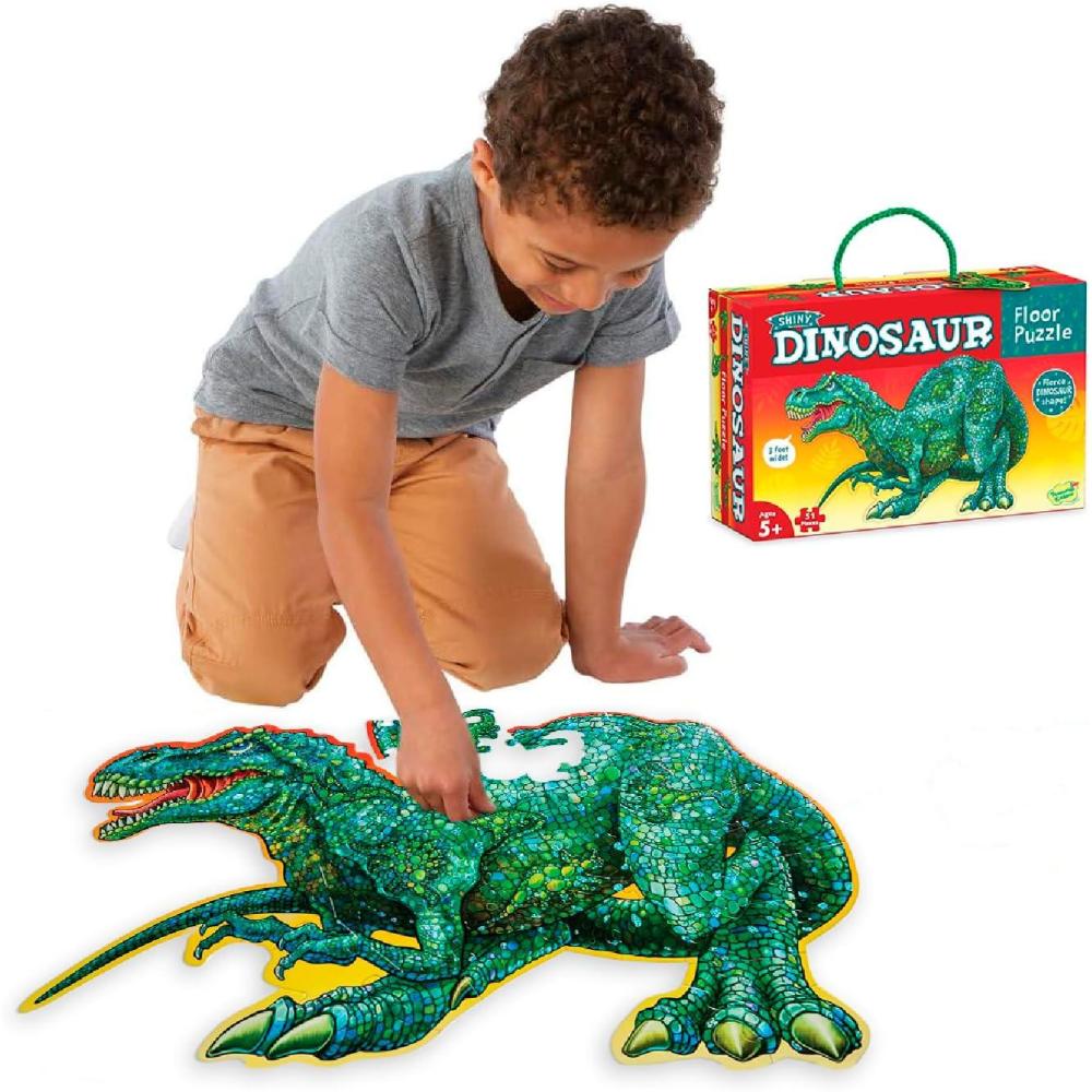 imagePeaceable Kingdom Giant Floor Puzzles with Uniquely Fun Shaped Pieces for Kids Ages 3 Gifts for Boys and Girls RacecarTRex