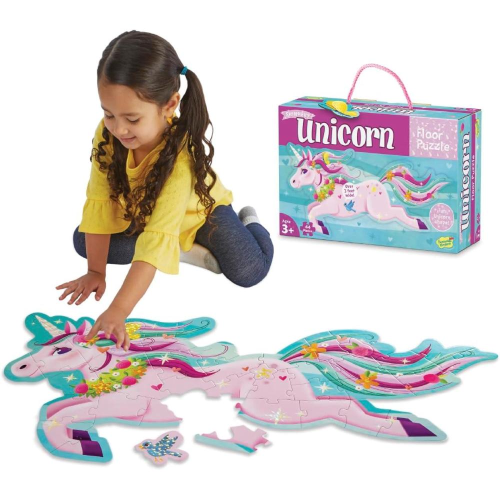 imagePeaceable Kingdom Giant Floor Puzzles with Uniquely Fun Shaped Pieces for Kids Ages 3 Gifts for Girls and Boys Mushroom HouseUnicorn
