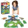 Peaceable Kingdom Giant Floor Puzzles with Uniquely Fun Shaped Pieces for Kids Ages 3+ Gifts for Boys and Girls – Racecar(Dinosaur Island)