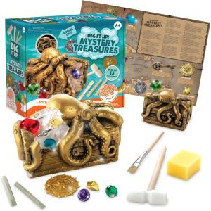 MindWare Dig It Up Discoveries Pirate Mystery Treasure Chest: Giant Discovery Project for Kids – Dig Up 13 Treasures – Includes a Bonus Dig, 2 Chisels and 1 Poster Filled with Pirate Facts and Lore