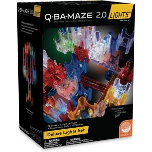 MindWare Q-BA-Maze 2.0 Lights Deluxe Set – Light-Up Marble Run Building Toy for Kids, 82 Pieces with Motion-Activated Cubes, Ages 8 and Up