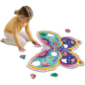 Peaceable Kingdom Giant Floor Puzzles with Uniquely Fun Shaped Pieces for Kids Ages 3+ Gifts for Girls and Boys – Mushroom House(Butterfly)