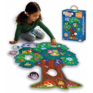 Peaceable Kingdom Giant Floor Puzzles with Uniquely Fun Shaped Pieces for Kids Ages 3+ Gifts for Girls and Boys – Mushroom House(Owl)