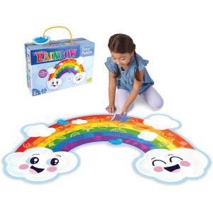 Peaceable Kingdom Giant Floor Puzzles with Uniquely Fun Shaped Pieces for Kids Ages 3+ Gifts for Girls and Boys – Mushroom House(Rainbow)