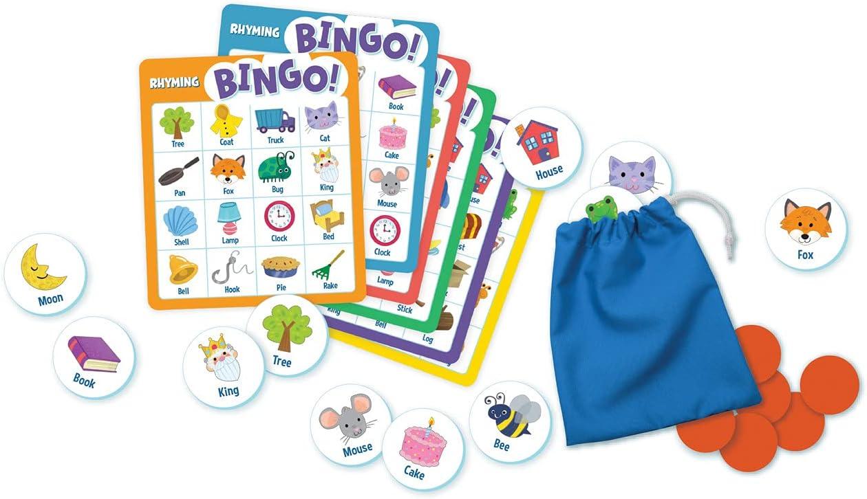 image:imagePeaceable Kingdom Rhyming Bingo Educational Board Game for Kids 6 DoubleSided Playing Boards Ages 4 ampamp Up