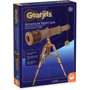 Gearjits: Telescope – Wooden 3D Building Puzzle for Teens & Adults – Build Your Own Telescope – Fun for Parents Too! – Great STEAM Gifts for Ages 12+