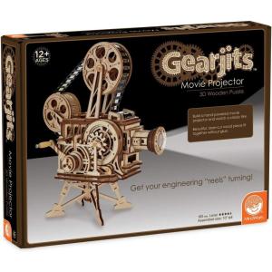 MindWare Gearjits Movie Projector – Wooden 3D Mechanical Model Kit for Adults and Teens, Build Your Own Working Projector