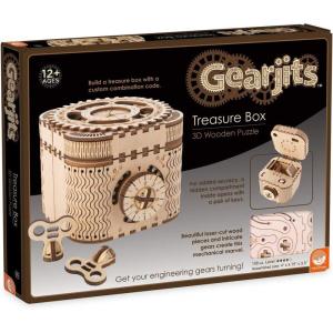 MindWare Gearjits: Treasure Box – 158pc Wooden 3D Building Puzzle for Teens & Adults – DIY Construction Model – Fun for Parents Too! – Great STEAM Gifts for Ages 12+