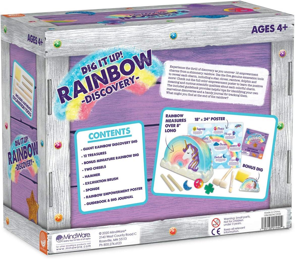 image:imageMindWare Dig It Up Rainbow Shaped Discovery for Girls Kit Includes 13 Charms for Find 2 Chiseling Tools Hammer Excavation Brush Sponge Poster and Guidebook Ages 4 and Up