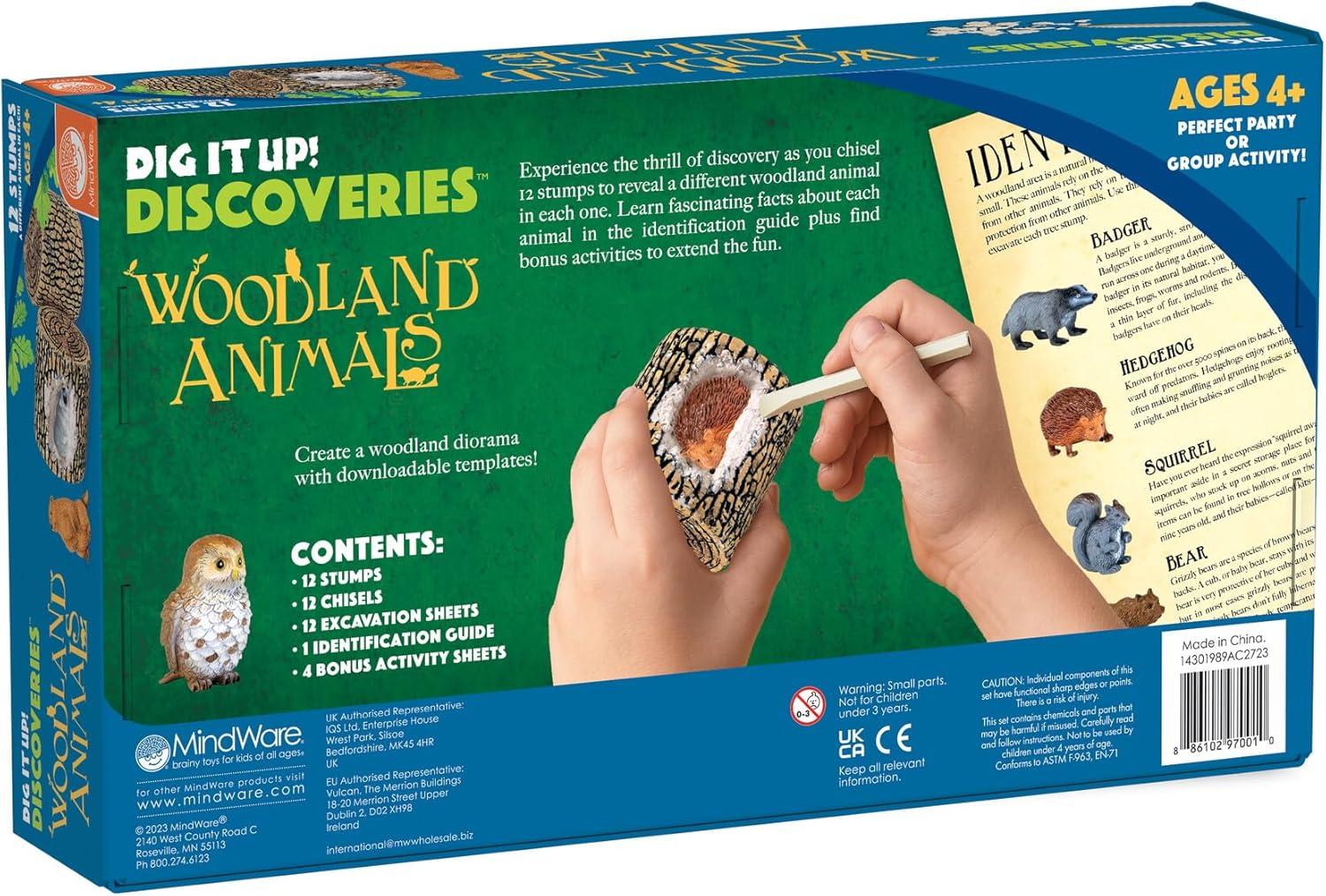 image:imageMindWare Dig it Up Woodland Animals Excavation Kit Educational Toys for Kids 4 and Up Dig Kit with 12 Stumps 12 Animal Figurines 12 Chisels Group or Classroom Activities amp Birthday Parties
