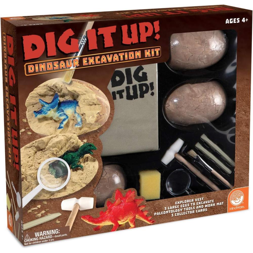image:imageMindWare Dig It Up Dinosaur Excavation Kit Discovery Gift kit for Kids Learn About Dinosaurs 3 Large Dino Digs with Explorer Vest 5 Realistic Tools Cleanup mat amp Educational Funfact Cards