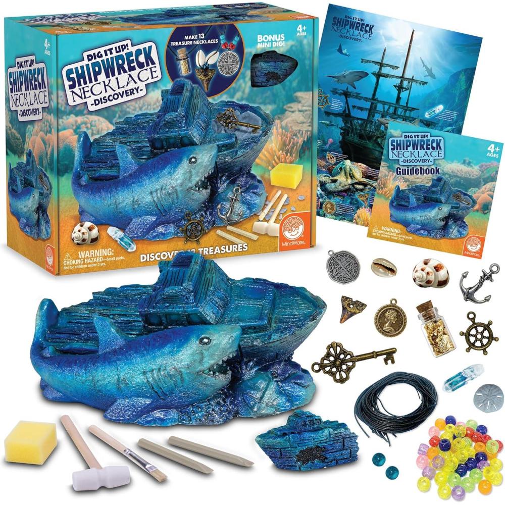 image:imageMindWare Dig It Up Shipwreck Discovery Dig Kit Jewelry Making Kit for Kids Ages 4 and Up Includes 2 Digging Toys to Uncover 13 Shipwreck Treasures 13 Cords amp 50 Beads to Make Necklaces
