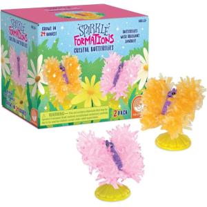 MindWare Sparkle Formations Crystal Butterflies Science Kit with Crystal Growing Experiment for Kids Ages 8 and Up, Grow and Display Colorful Crystal Wings, Includes 2 Butterfly Models