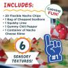 Foodie Fidget Fan Foods – Nacho Tray Sensory Toy Set with Flexible Chips, Nacho Cheese Slime & Tactile Toppings – Calming Fidget Play for Kids Ages 5+