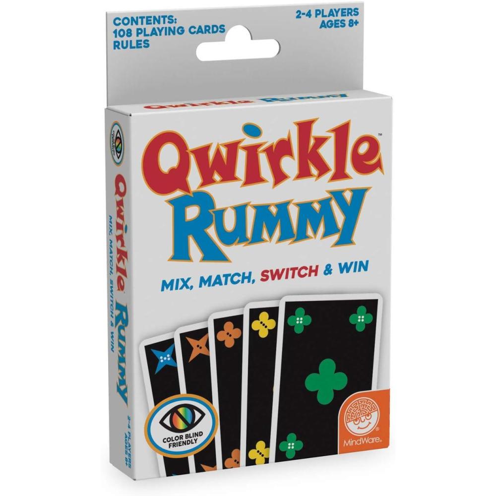 image:imageMindWare Qwirkle Rummy Color BlindFriendly Edition Easy to Play for ColorVisionimpairedFamily Favorite Card Game Twist on Qwirkle Fun Brain Challenge Kids amp Adults Strategy 24 Players